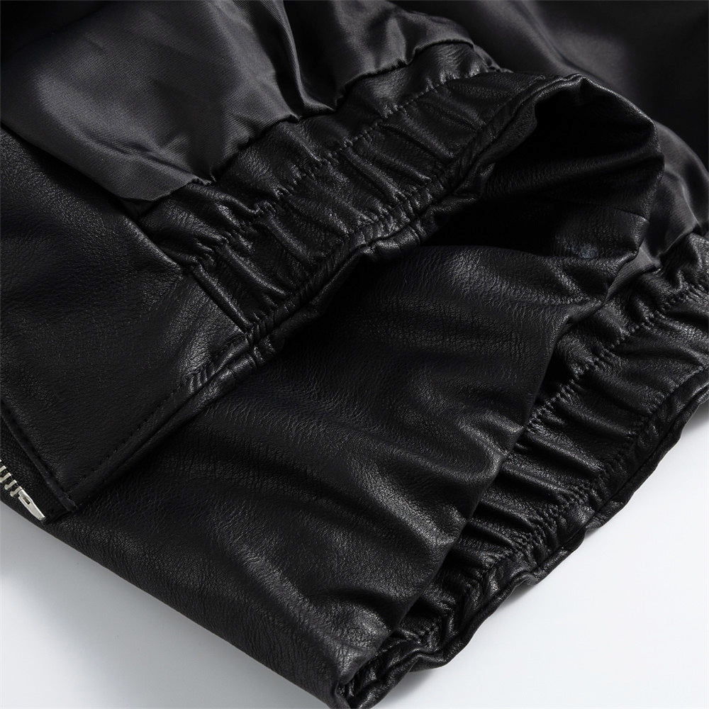 Men's Punk Deconstructed PU Leather Stand Collar Oversized Motorcycle Jacket