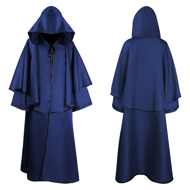 Medieval 5-color cloak hooded cloak monk robe cloak long sleeved wizard guide cloak cosplay