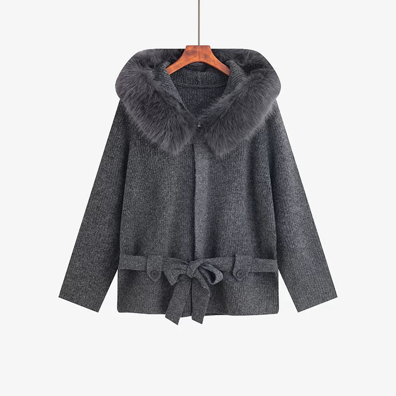 Tie up waist sweater