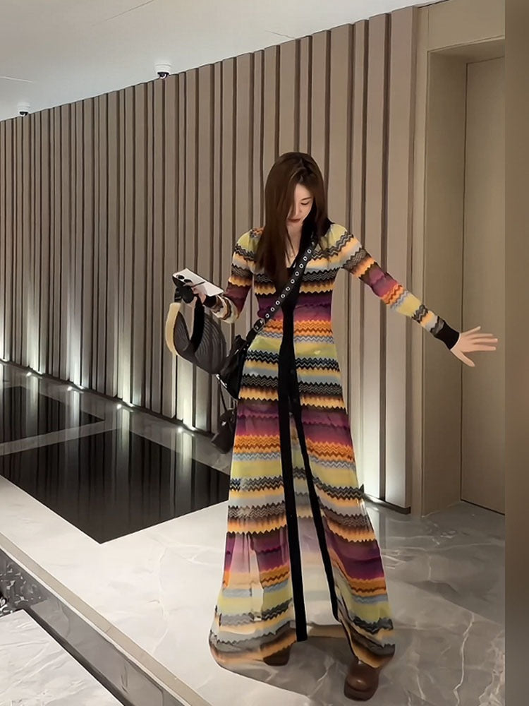 Colored Stripes Sunscreen Coat Fashion Women's Coats and Jackets Women