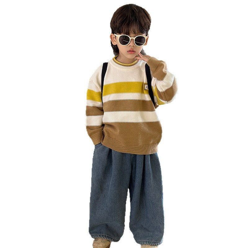 Spring Autumn Fashionable Knit Sweater for Boys