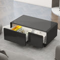 Modern Smart Coffee Table with Built-in Fridge, Bluetooth Speaker, Wireless Charging, Touch Control Panel, USB Interface Black