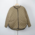 Fashion Women Cotton-padded Coat Collarless Diamond Plaid Single Breasted Green Warm Parka Jackets Winter New