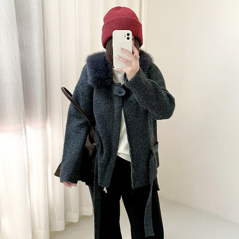 Tie up waist sweater