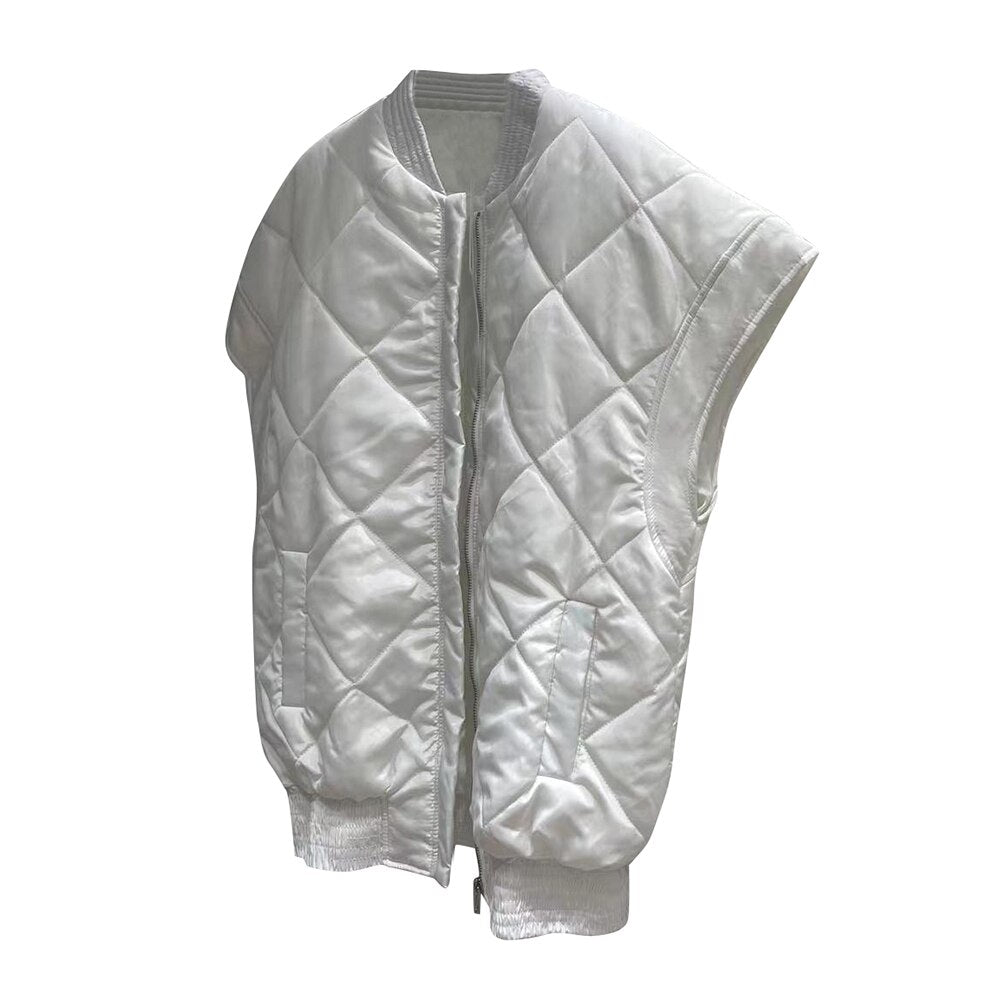 Fashion Cotton Vest Jacket For Women Round Neck Sleeveless Solid Minimalist Casual Jackets Female Clothing Winter