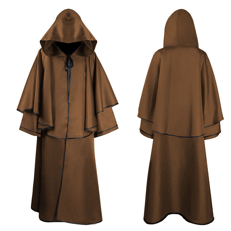 Medieval 5-color cloak hooded cloak monk robe cloak long sleeved wizard guide cloak cosplay