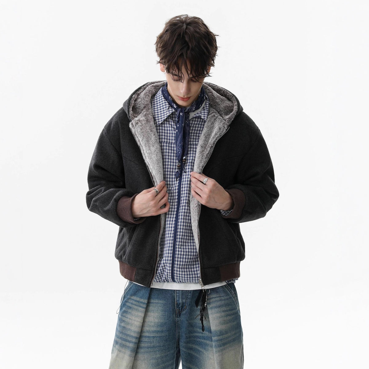 Zipper hooded sweatshirt for men