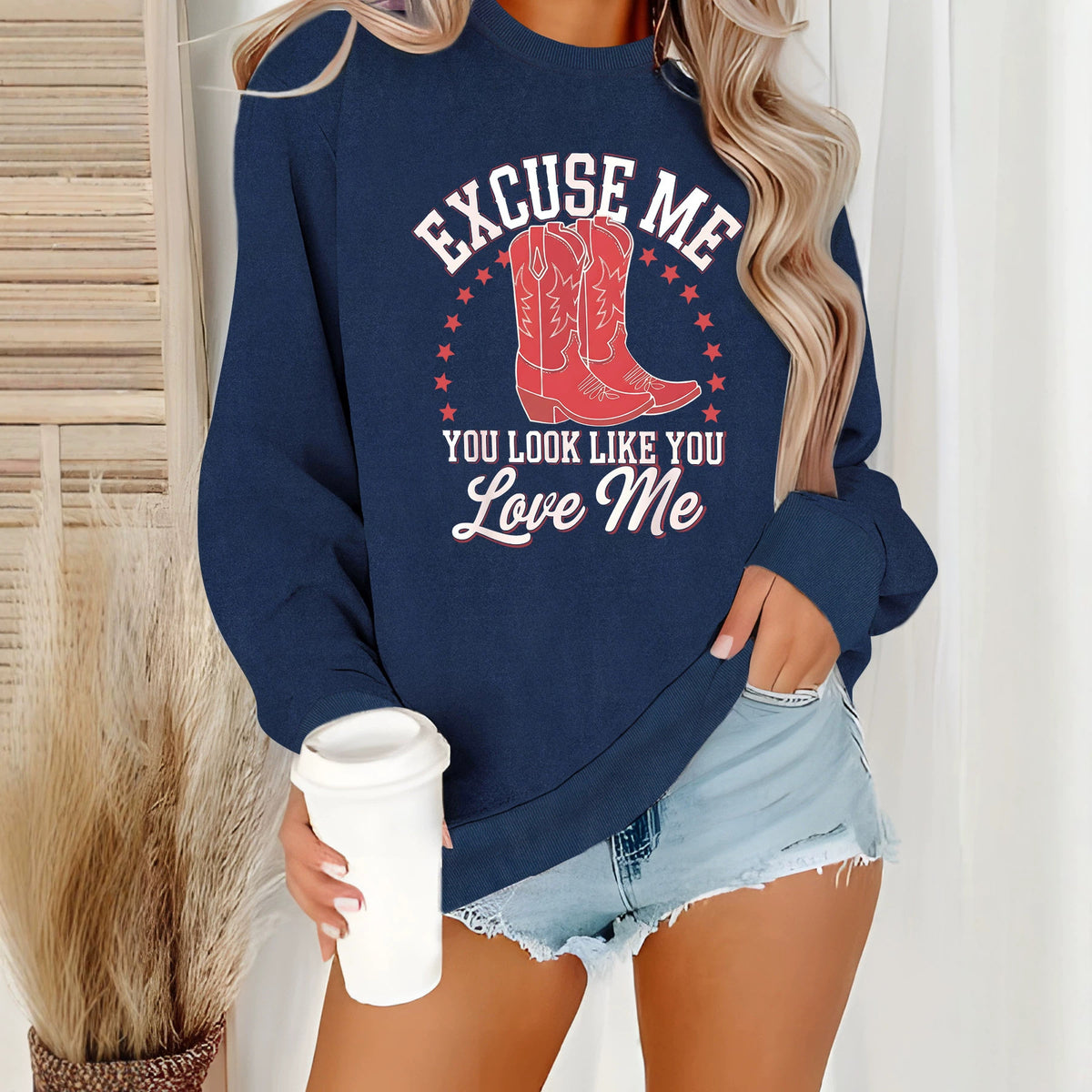 Sweatshirt boots with star print