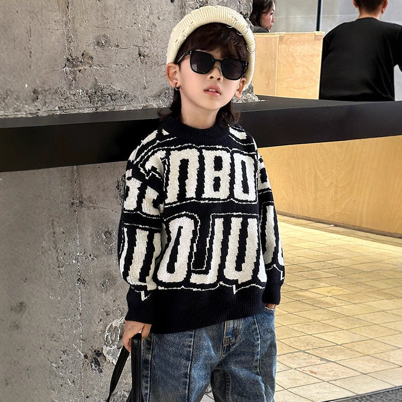 Spring Autumn Fashionable Knit Sweater for Boys