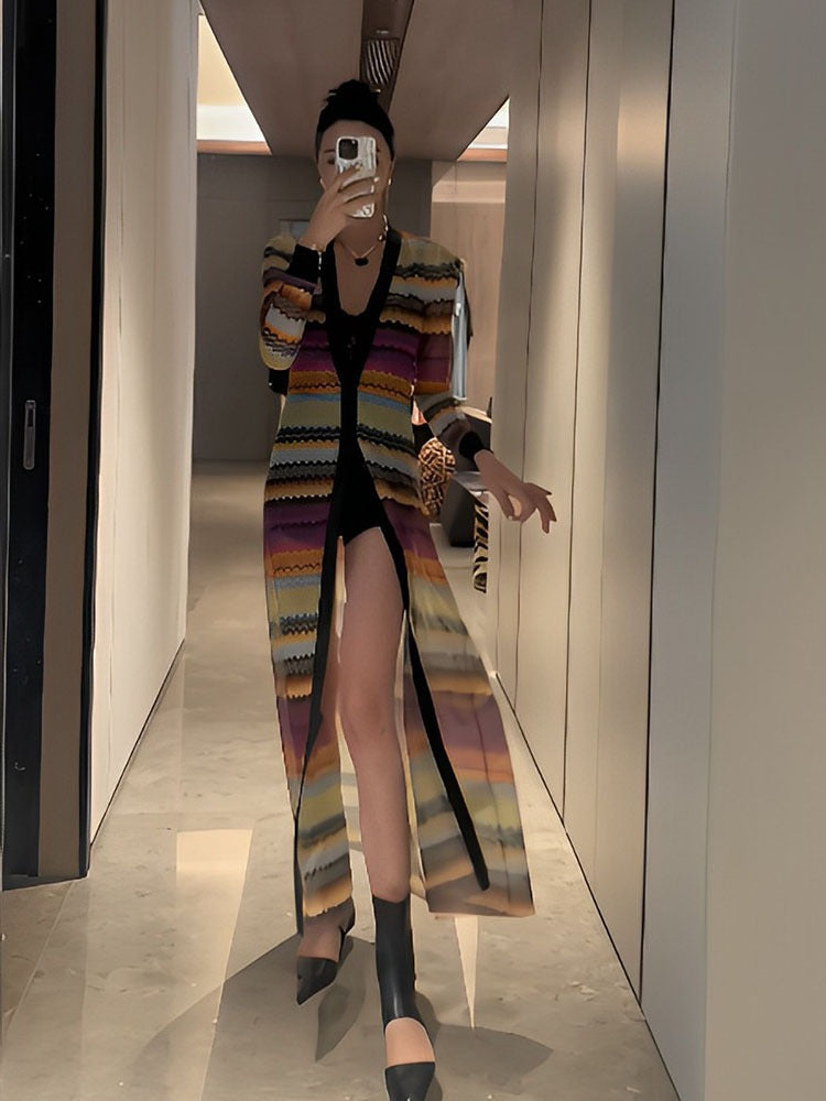 Colored Stripes Sunscreen Coat Fashion Women's Coats and Jackets Women