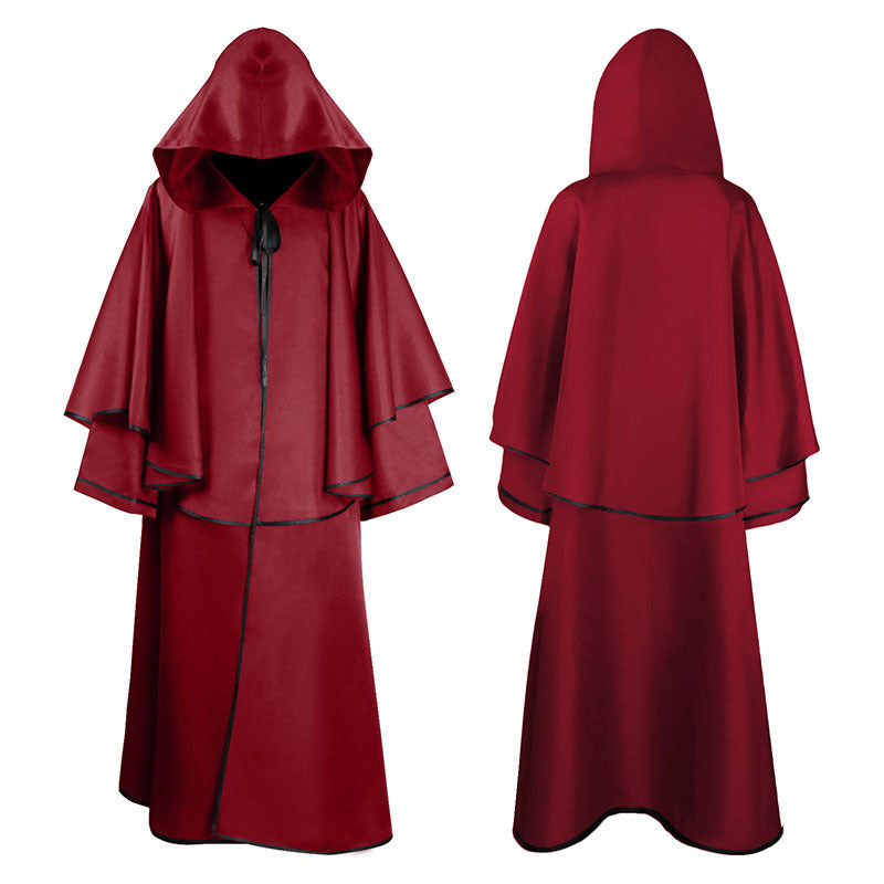 Medieval 5-color cloak hooded cloak monk robe cloak long sleeved wizard guide cloak cosplay