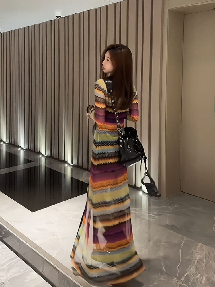 Colored Stripes Sunscreen Coat Fashion Women's Coats and Jackets Women