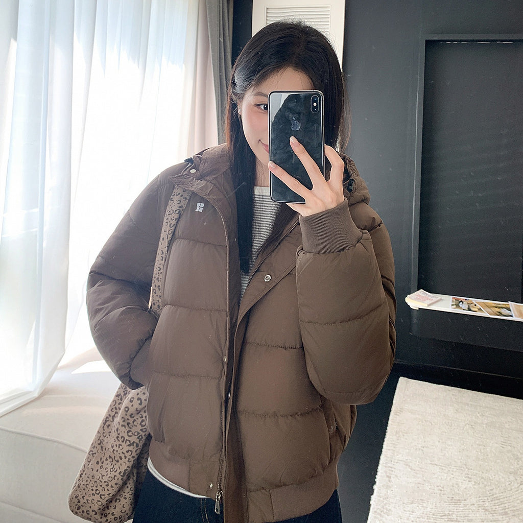 Women's  Retro Hooded Padded Jacket Thick Warm Winter Short Coat for Petite