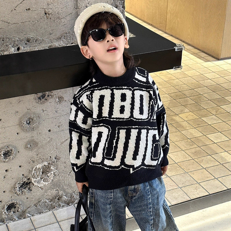 Spring Autumn Fashionable Knit Sweater for Boys