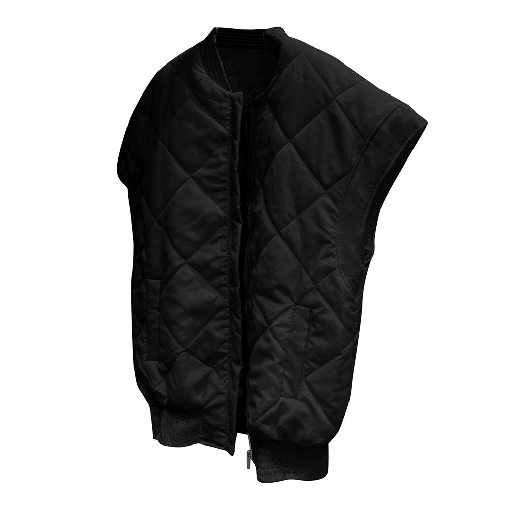 Fashion Cotton Vest Jacket For Women Round Neck Sleeveless Solid Minimalist Casual Jackets Female Clothing Winter