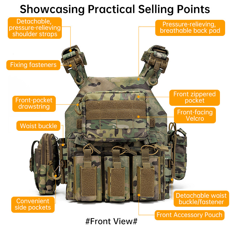 Tactical JPC Vest 1000D – Modular MOLLE Plate Carrier with Quick Release, Tactical Hunting & Airsoft Vest