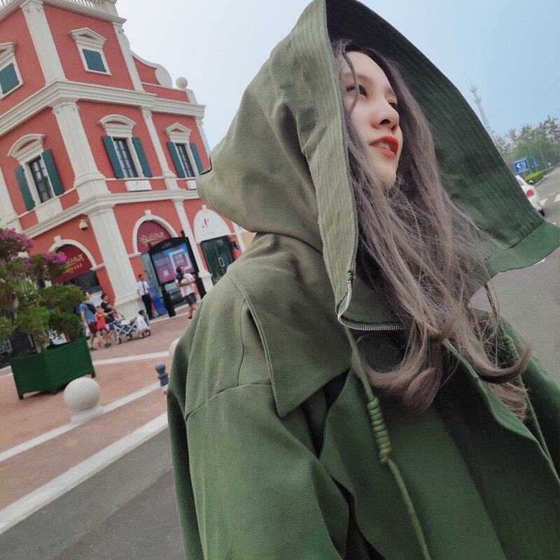 Fashion Women Jackets Solid Color Cotton Ladies Stand Collar Hooded Autumn New Winter Clothing Green Couple
