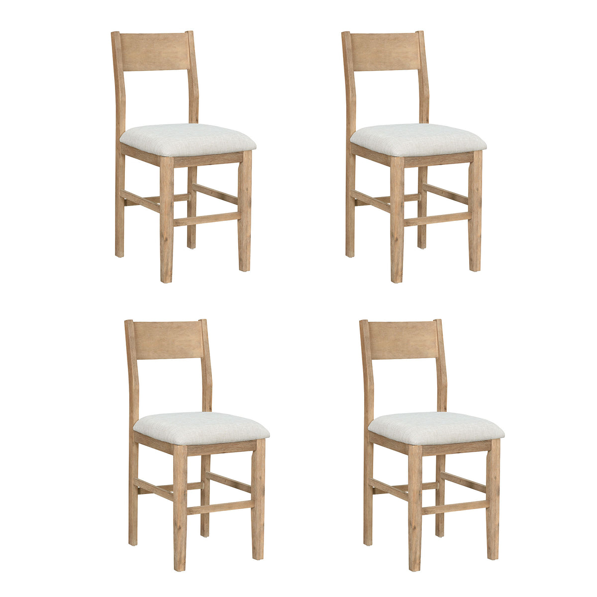 TOPMAX farmhouse countertop height 5-piece dining table set with 1 rectangular dining table and 4 brown dining chairs