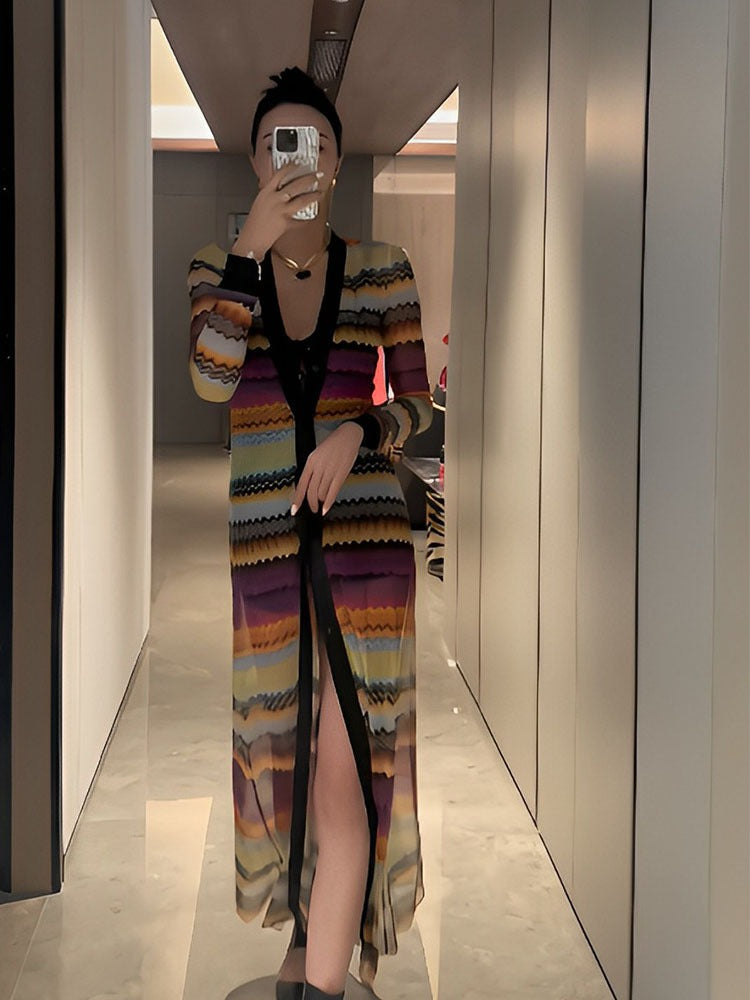 Colored Stripes Sunscreen Coat Fashion Women's Coats and Jackets Women
