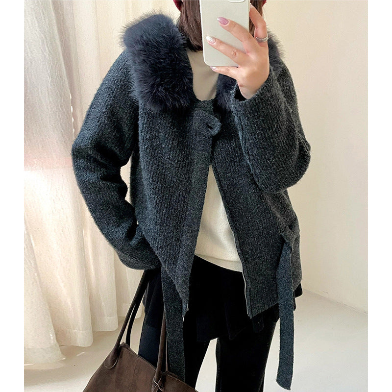 Tie up waist sweater