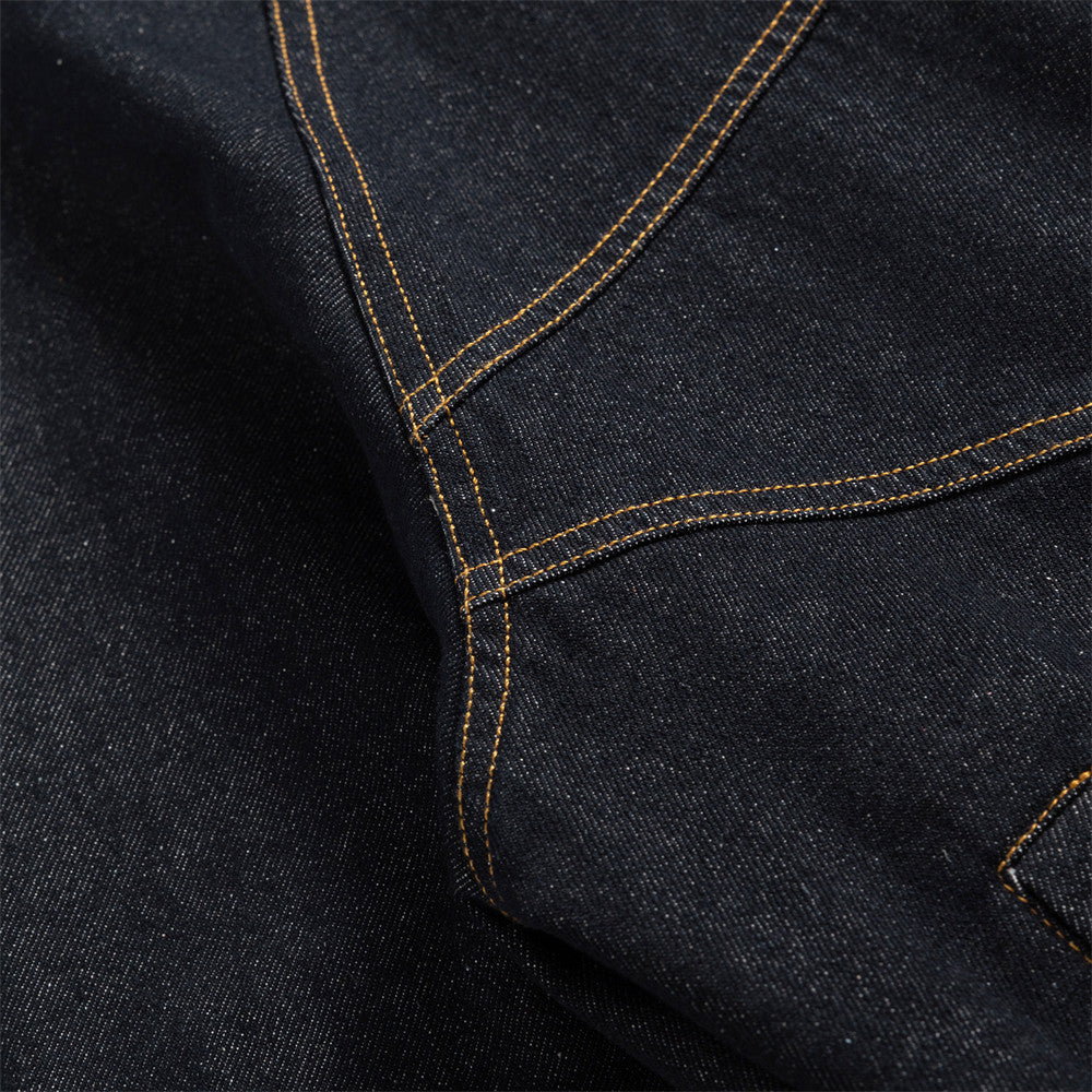 Men's Raw Denim  Corduroy Patchwork Button Front Turn-down Collar Deconstructed Jacket