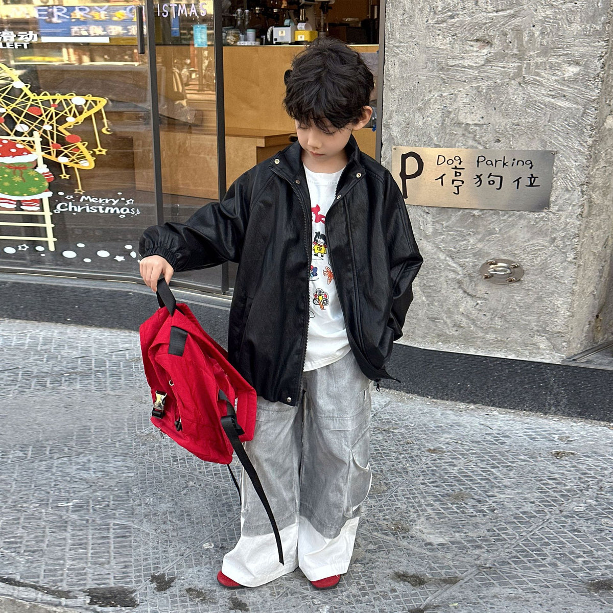 Boys’ Faux Leather Jacket
