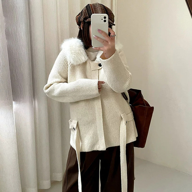 Tie up waist sweater