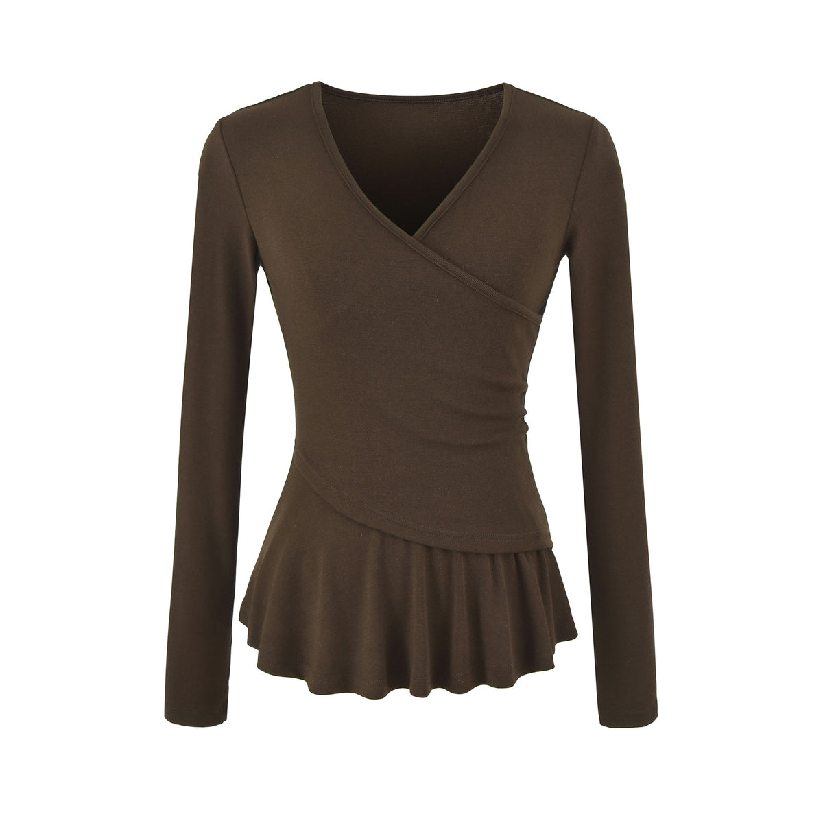 Long Sleeve Cross V-Neck T-Shirt and Elastic Waist Drape Wide Leg Pants Two Piece Set