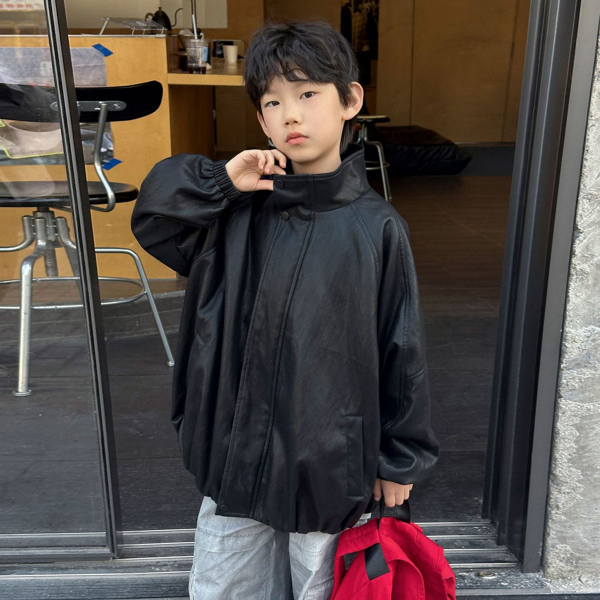 Boys’ Faux Leather Jacket