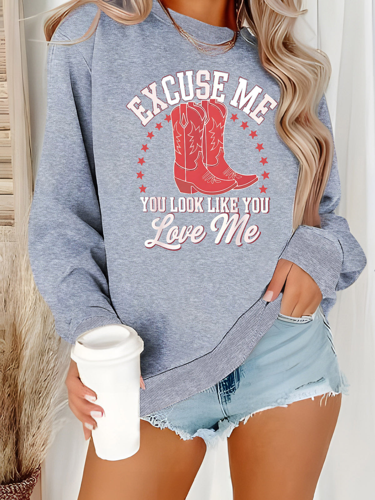 Sweatshirt boots with star print