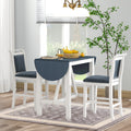 TOPMAX 3-Piece Wood Counter Height Drop Leaf Dining Table Set with 2 Upholstered Dining Chairs for Small Place White+Gray